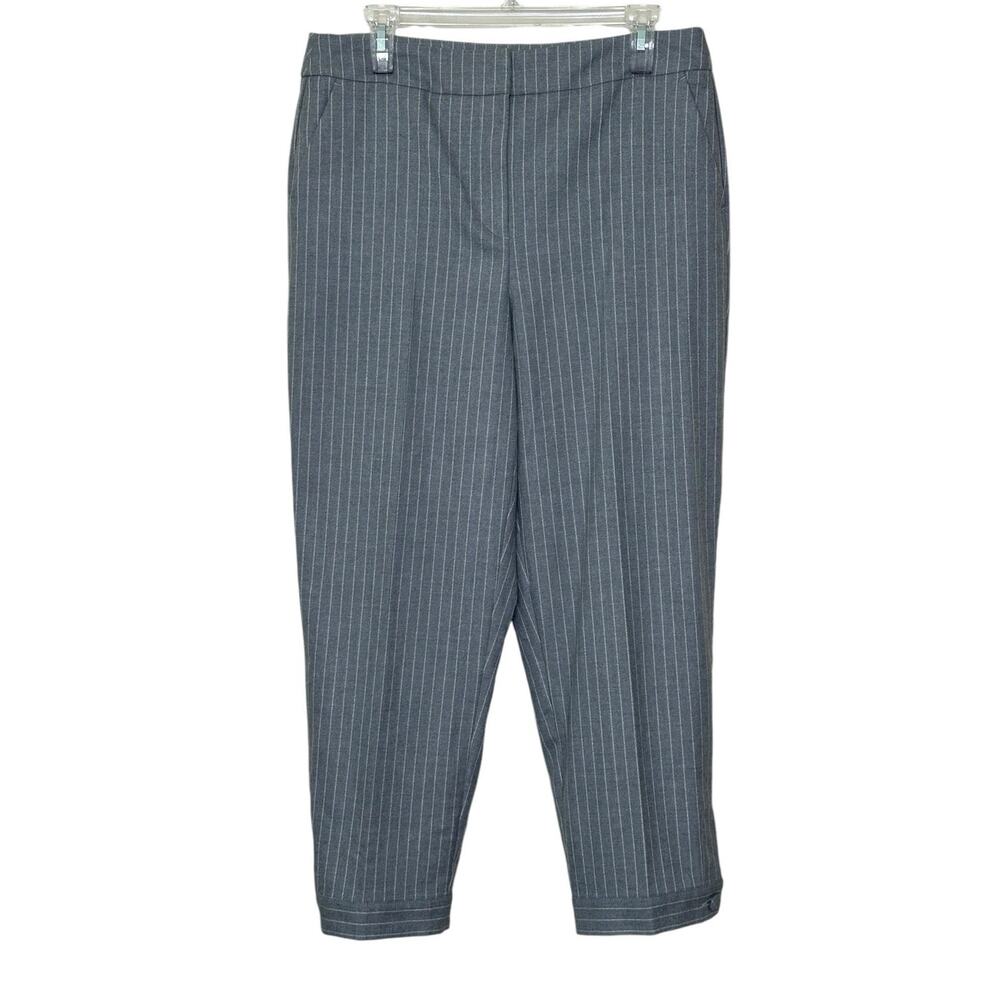 Reserved gray white pinstripes cropped pants size Large